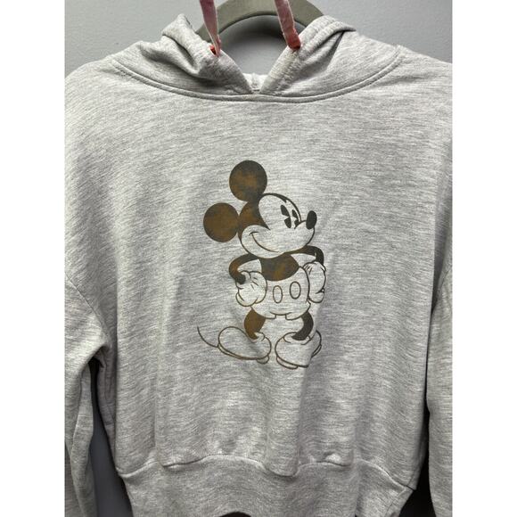 Disney Mickey Mouse Hoodie Women's Small S Grey Crop Pullover Sweater - Picture 5 of 6